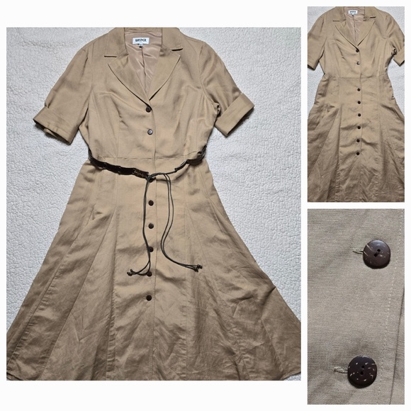Kasper Linen Blend Short Sleeve Midi Dress Size 12 - Picture 1 of 16